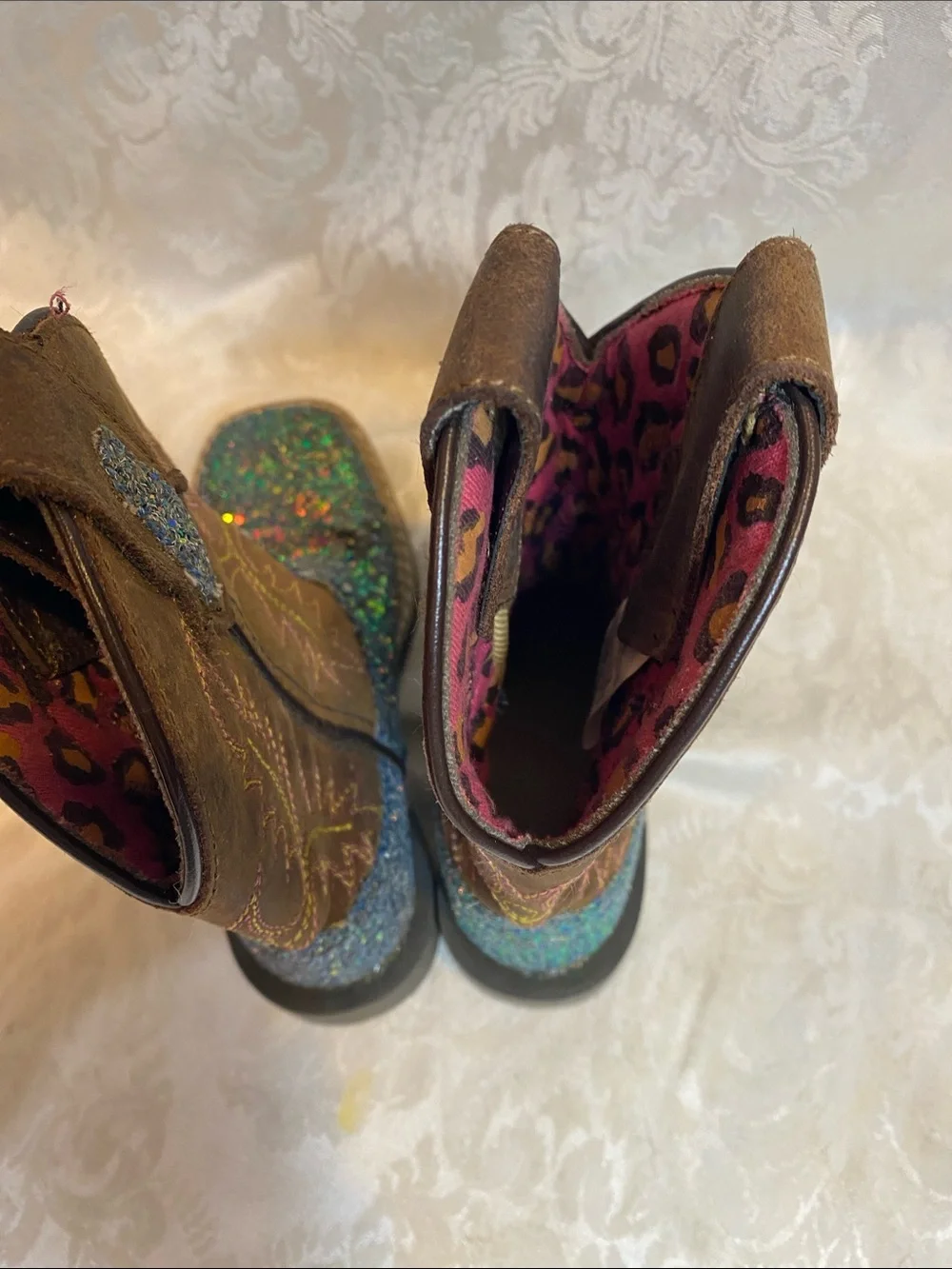 Smoky Ariel 3077C Glitter Multicolor Brown Cowboy Boots